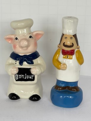 2 Figural Pie Birds - Chef  Bonjour Pig & Moustache Chef