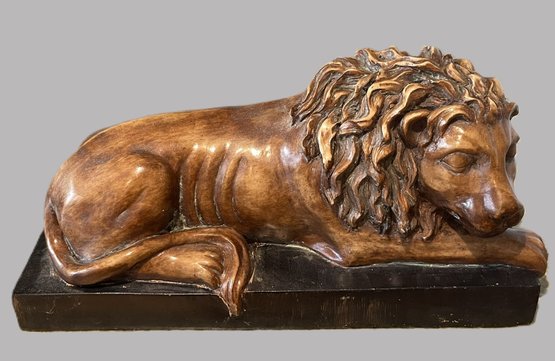 Cast Resin Sleeping Lion Sculpture