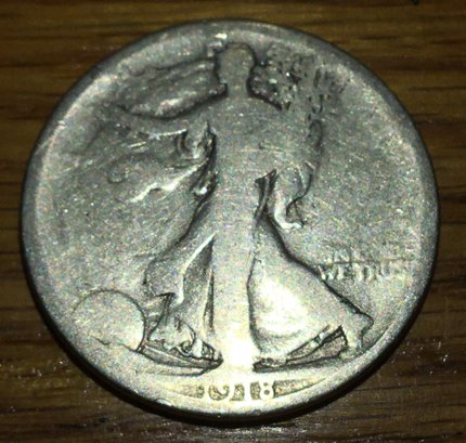 1918 Walking Liberty U.s. Half Dollar Silver Coin