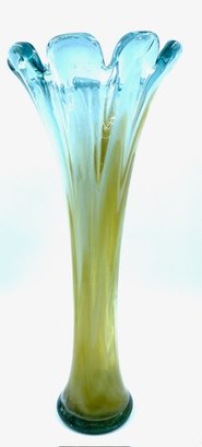 Large Vintage Murano Glass Hand-blown Caramel Swirl Pulled Vase