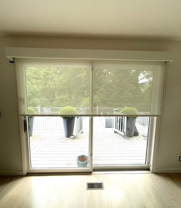 A Pair Of Light Filtering Roller Shades With Valances - 75.5 & 99.5 Doors