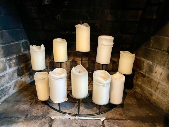Black Fireplace Candlelabra For Ten Pillar Candles