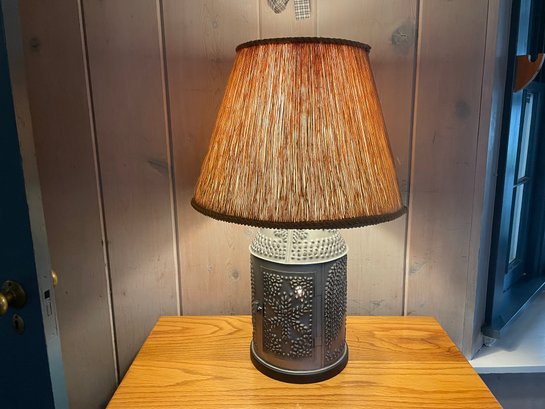 Fabulous String Shade Piereced Tin Table Lamp With Nightlight