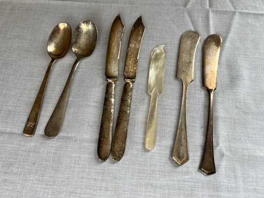 Assorted Cheese Knife & Teaspoon Grouping