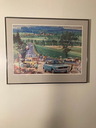 MCM Framed Print Featuring Volkswagens  And Other Cars Street Scene