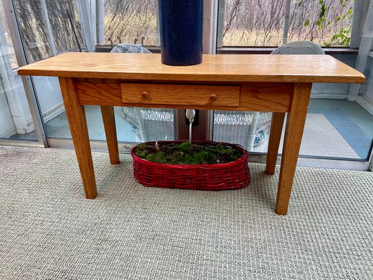 Oak Console Table With Single Drawer