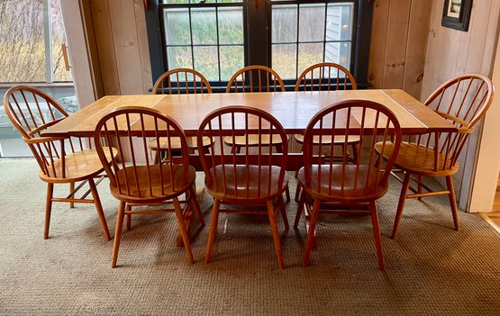 Oak Dining Table With Eight Windsor Chairs