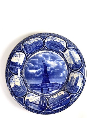 10inch Rowland And Marsellus Blue Transferware Plate - New York City Inspired