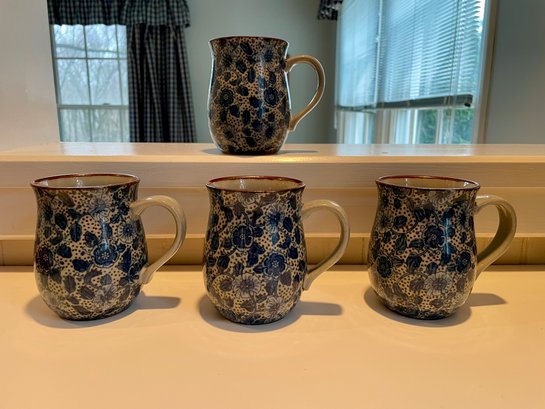 Four Otagiri Pottery Mugs