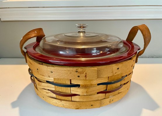 Peterboro Basket Company Lazy Susan Basket With Covered Casserole Dish