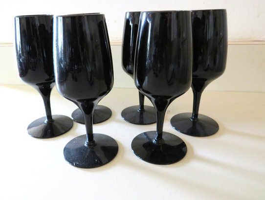Set Of 6 Black Wine Glasses