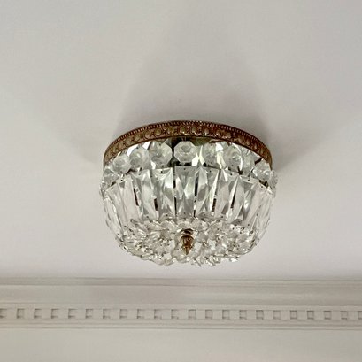 A Pair Of Hollywood Regency Gilt Bronze And Crystal Ceiling Fixtures - Front Hall 1st & 2nd Flr