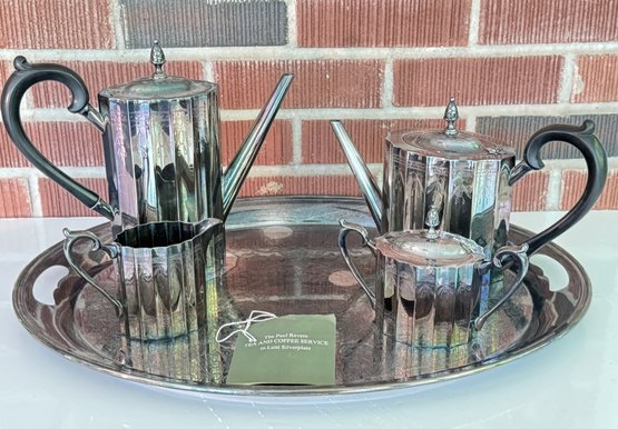 Vintage Lunt Paul Revere Silver-Plated Tea And Coffee Service Set