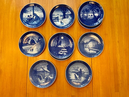Ten 1970s Royal Copenhagen Blue Collectible Year Plates
