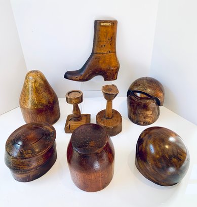 Set 7 Antique Wood Hat & Shoe Forms