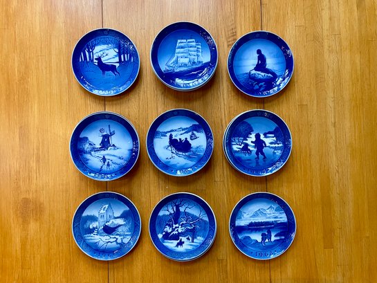 Seventeen 1960s Royal Copenhagen Blue Collectable Year Plates