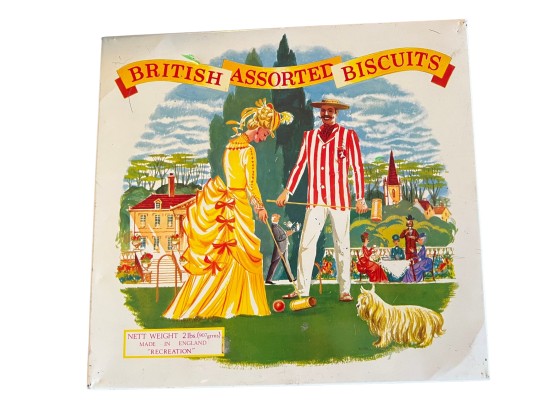 Elkes British Assorted Biscuits 'Recreation' Vintage English Biscuit Tin