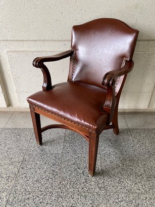 Vintage Burgundy Side Chair For Reupholstery