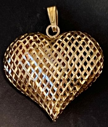 FINE 14K GOLD SIGNED MA MICHAEL ANTHONY PUFFY HEART PENDANT