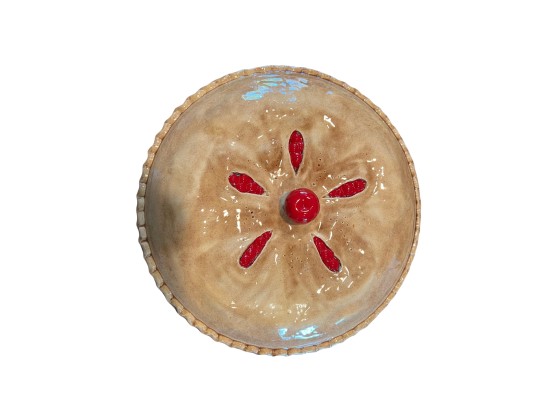 Hand-decorated Glazed Ceramic Covered Pie Dish
