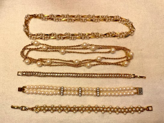 Faux Pearl Enhanced Bracelets & Necklaces Including Napier