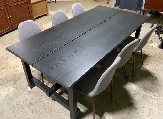 Nordviken Dining Table & 6 Gray Fabric Chairs