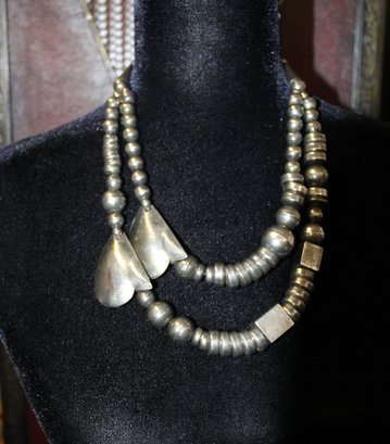 Two Strand Silver Tone Necklace 18'