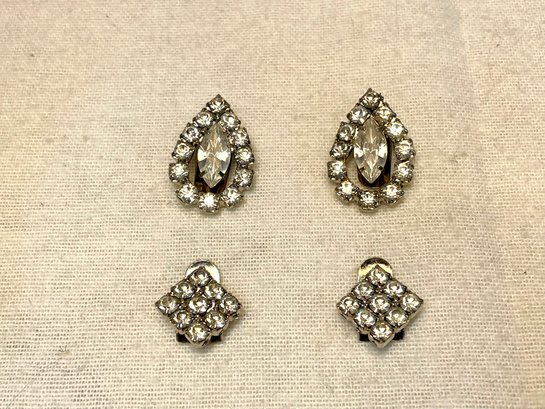 Two Pair Of Vintage Rhinestone Shoe Clips