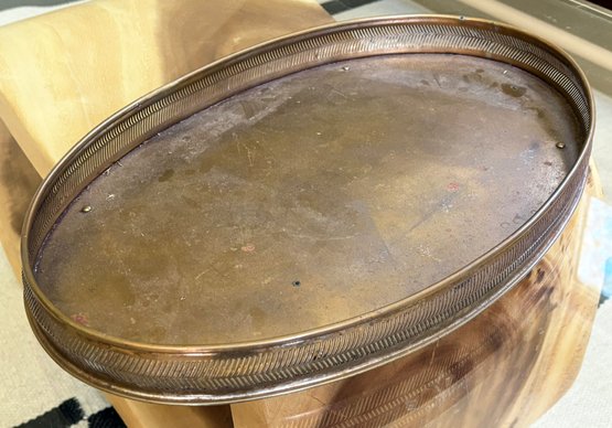 A Vintage Silver Plate On Brass Serving Tray