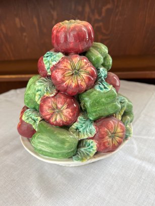Midcentury Italian Majolica Tomatoes & Peppers Basket