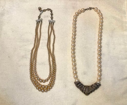 Vintage Faux Pearl Choker & Collar Length Necklaces