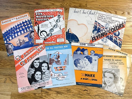 Eight Sheet Music Books-Marx Brothers A Night At The Opera-Judy Garland & Mickey Rooney-Andrew Sisters & More