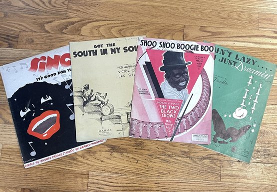 Four Vintage Sheet Music Books-Shoo Shoo Boogie Boo From Moran & Mack The Two Black Crows And Others