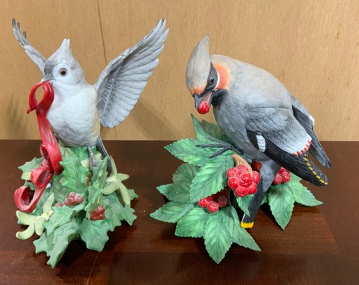 2 Vintage Lenox Porcelain Birds ~ Bohemian Waxwing & 1999 Christmas Tufted Titmouse ~