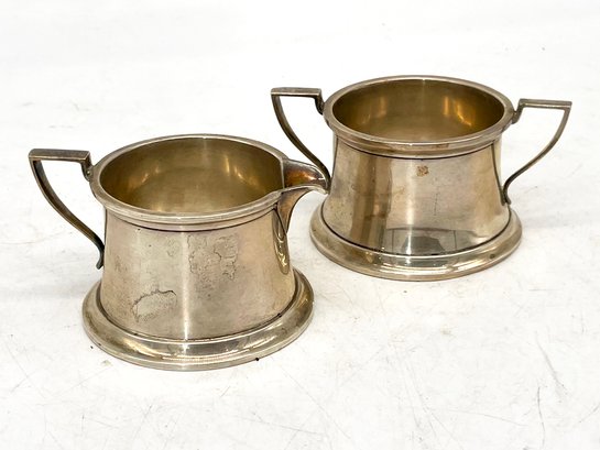 A Vintage Sterling Silver Creamer And Sugar Bowl