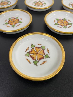 German Porcelain Small Gold Trimmed Coasters