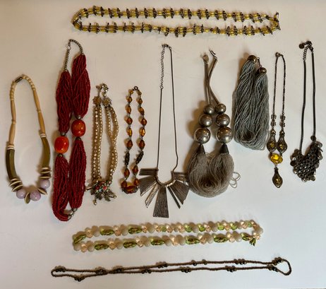 12 Necklaces, Many Beaded, Many Vintage
