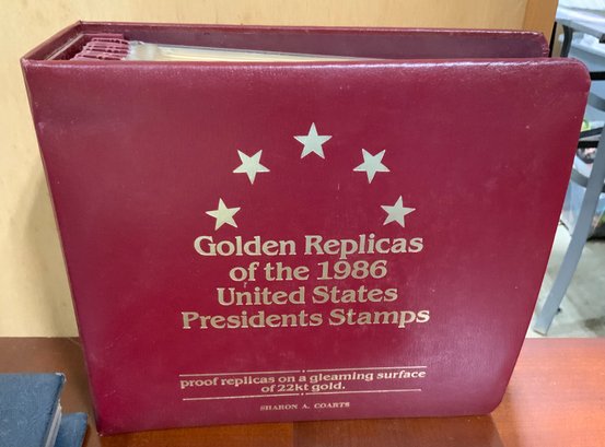 Golden Replicas Of The 1986 United States Presidents Stamps ~ 22 KT Gold ~ Complete Set