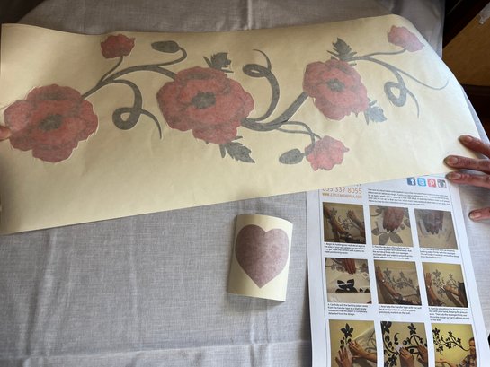 Red Poppies & Heart Wall Decals