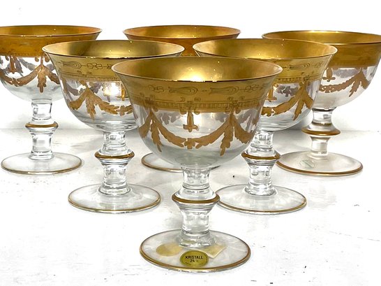 A Set Of 12 24K Gold Wine Goblets From Bergdorf Goodman