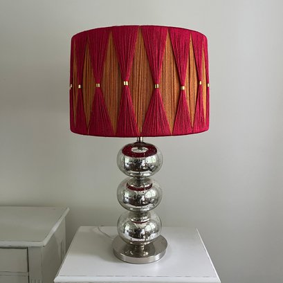 A 3 Tier Mercury Glass Lamp With Fun String Shade