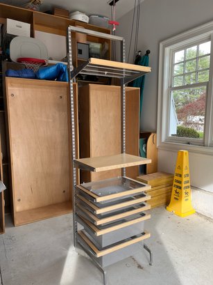 An Elfa Free Standing Shelf System - Adjustable Shelves / Bins