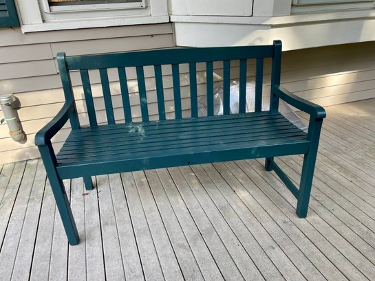 Blue Paint Decorated Outdoor Bench