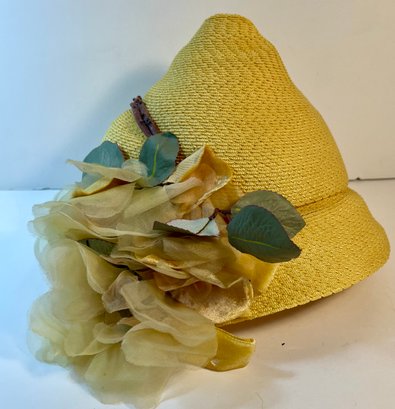 Vintage 50s Yellow Floral Hat
