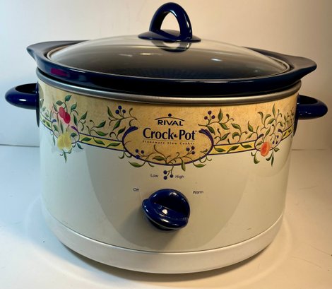 Rival Crock Pot Blue And Vine Design