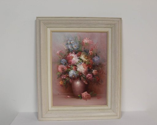 A Signed Floral Oil Painting On Canvas