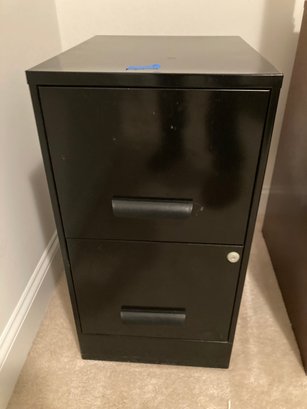 Black Metal 2 Drawer File Cabinet, No Key
