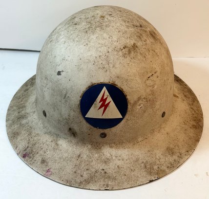 WWII U.S.A. Civil Defense Metal Air Raid Warden Helmet