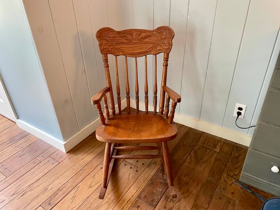 Amish Style Pressback Oak Rocking Chair
