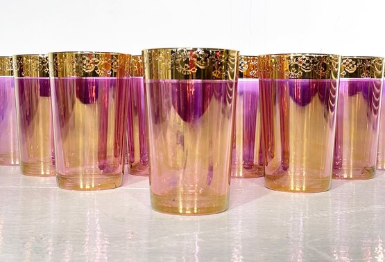 Gold Rimmed Iridescent Moroccan Glasses By ABC Carpet & Home